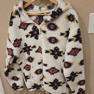 Wrangler Retro Aztec Sherpa Fleece Pullover Western Ranch Cozy Half Zip Size M